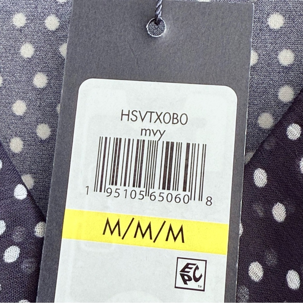 NEW Tommy Hilfiger Cascading Ruffle V-neck Blouse Polka Dot Navy Blue Size M - Picture 6 of 13